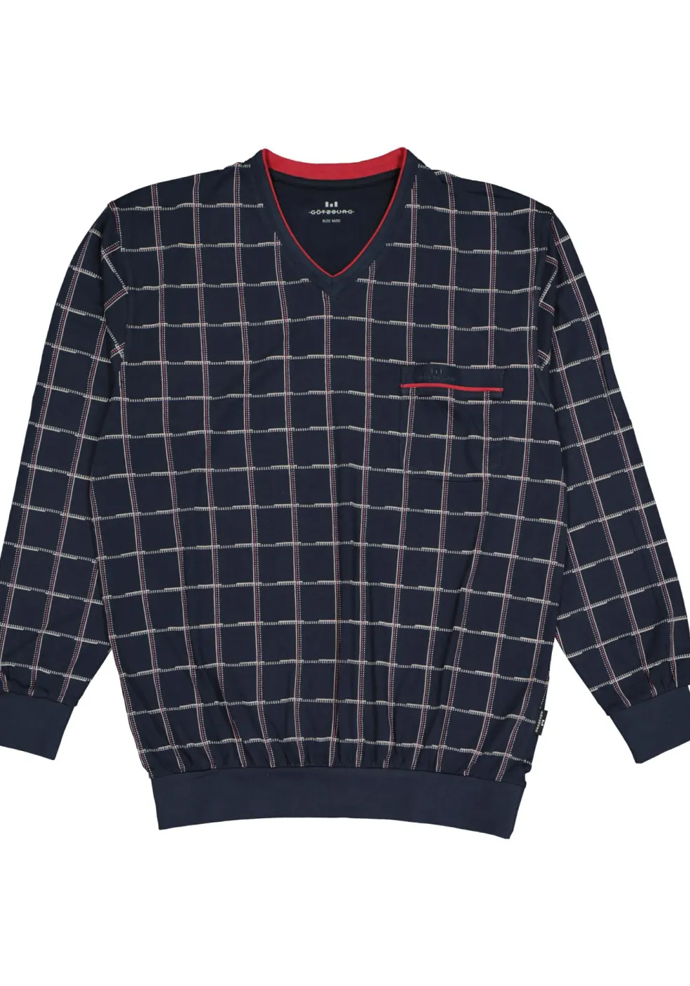 Gotzburg heren pyjama, blauw met rood en wit geruit