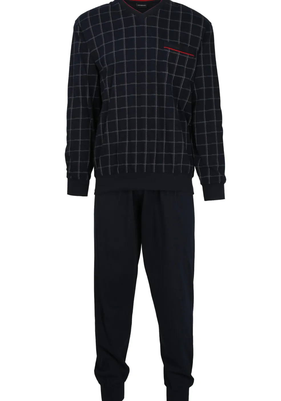 Gotzburg heren pyjama, blauw met rood en wit geruit