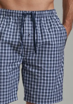 Gotzburg heren pyjama- of loungebroek, middenblauw geruit