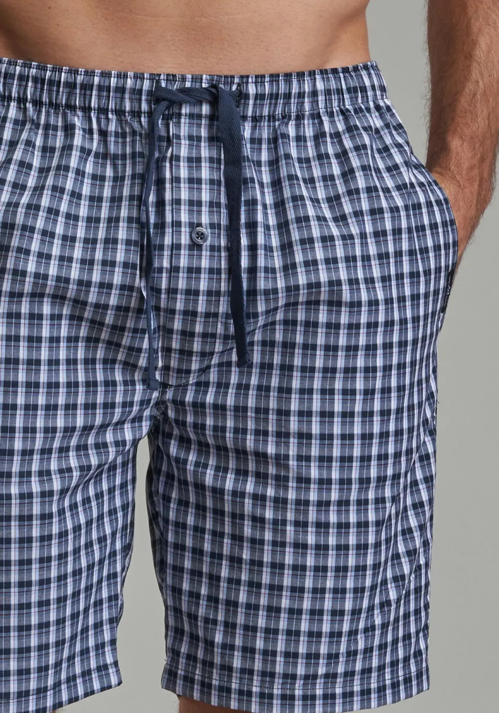 Gotzburg heren pyjama- of loungebroek, middenblauw geruit