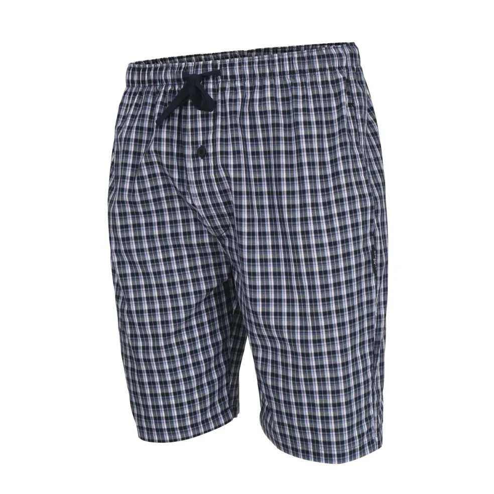 Gotzburg heren pyjama- of loungebroek, middenblauw geruit