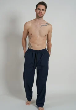 Gotzburg heren pyjama- of loungebroek, donkerblauw geruit