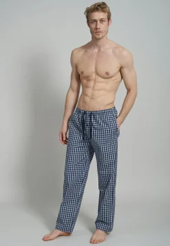 Gotzburg heren pyjama- of loungebroek, middenblauw geruit