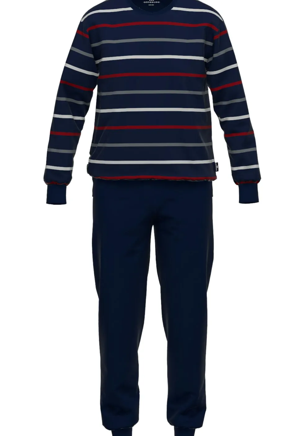 Gotzburg heren pyjama O-hals, donkerblauw gestreept