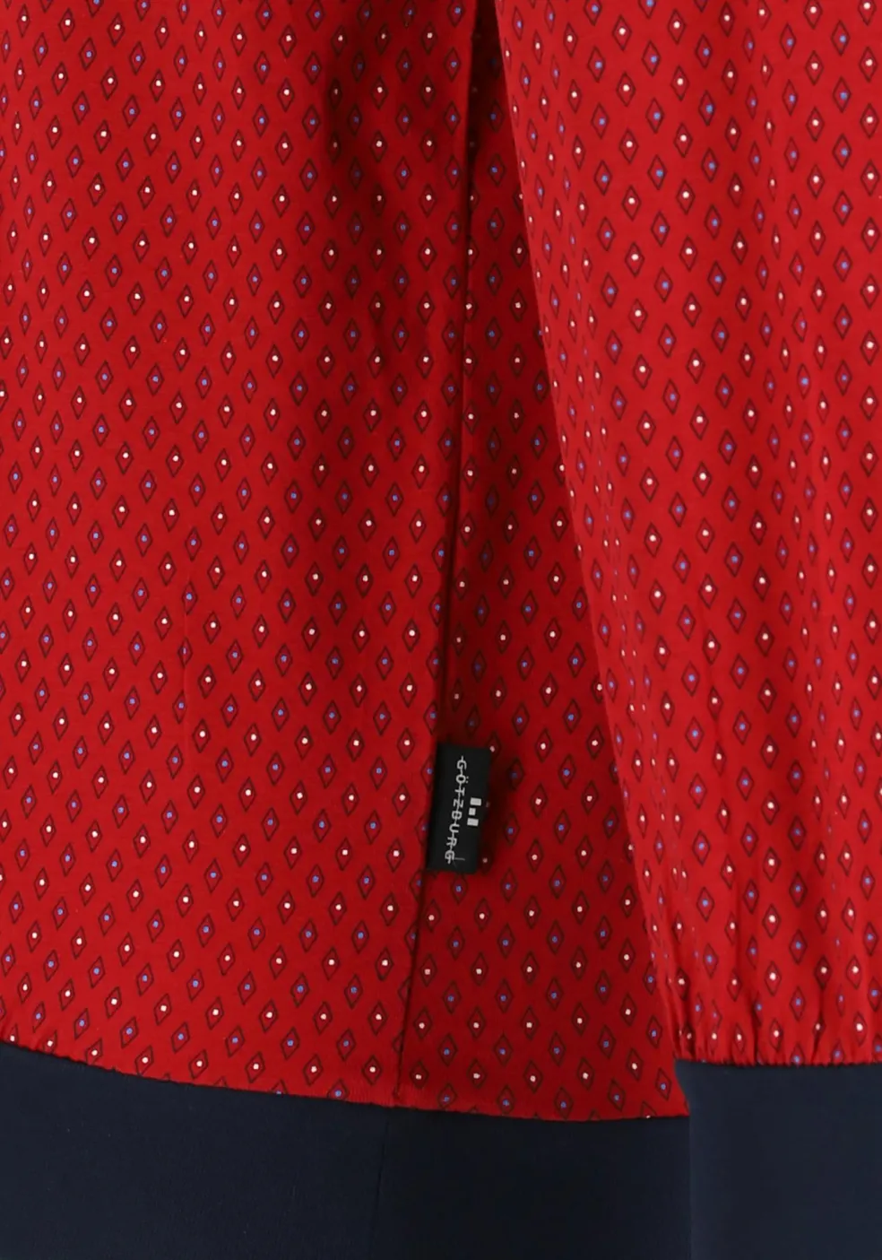 Gotzburg heren pyjama, V-hals, rood met blauw en wit dessin
