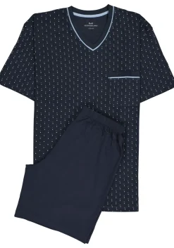 Gotzburg heren shortama, blauw met lichtblauw en wit dessin