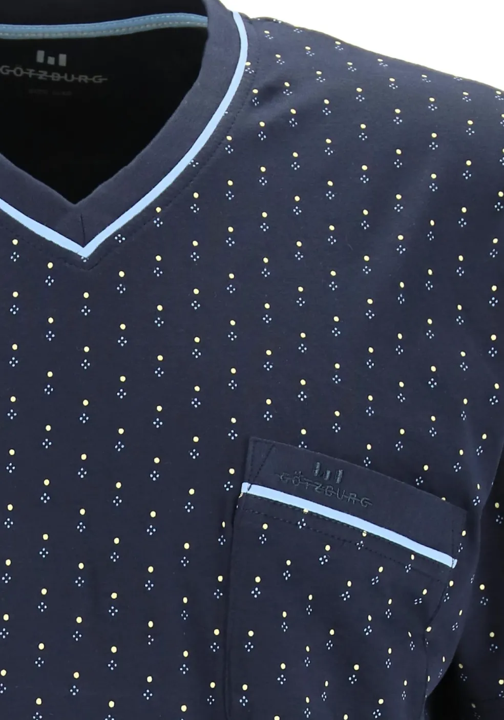 Gotzburg heren shortama, blauw met lichtblauw en wit dessin