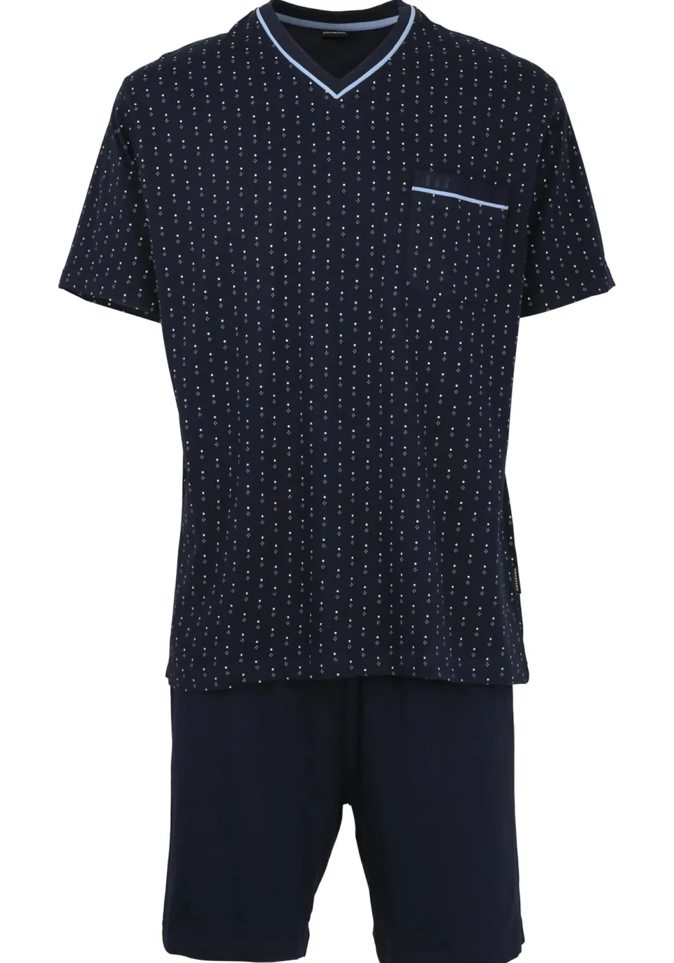 Gotzburg heren shortama, blauw met lichtblauw en wit dessin