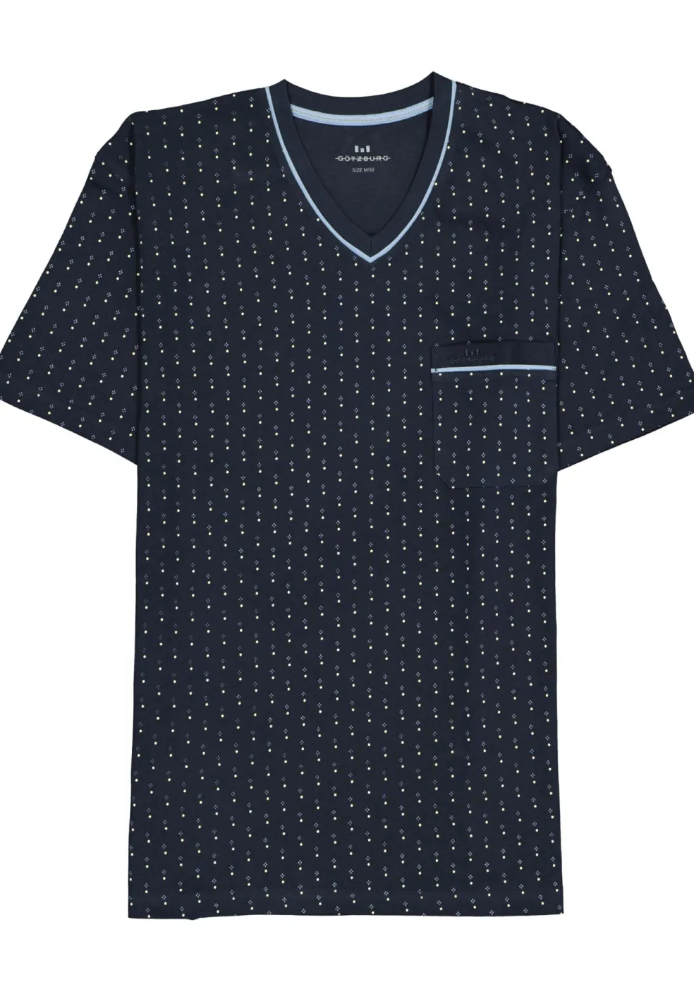 Gotzburg heren shortama, blauw met lichtblauw en wit dessin