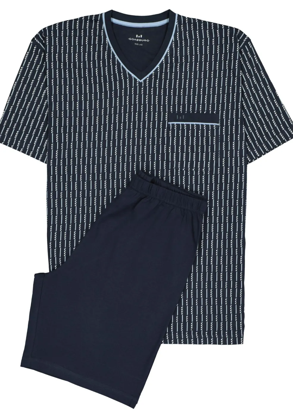 Gotzburg heren shortama, blauw met lichtblauw en wit dessin