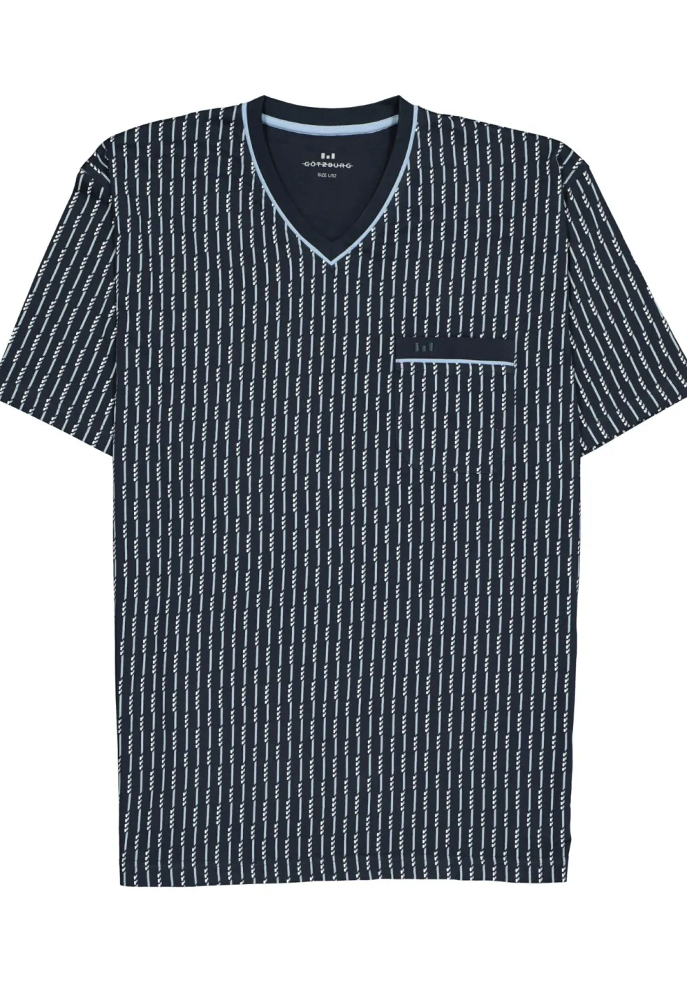 Gotzburg heren shortama, blauw met lichtblauw en wit dessin