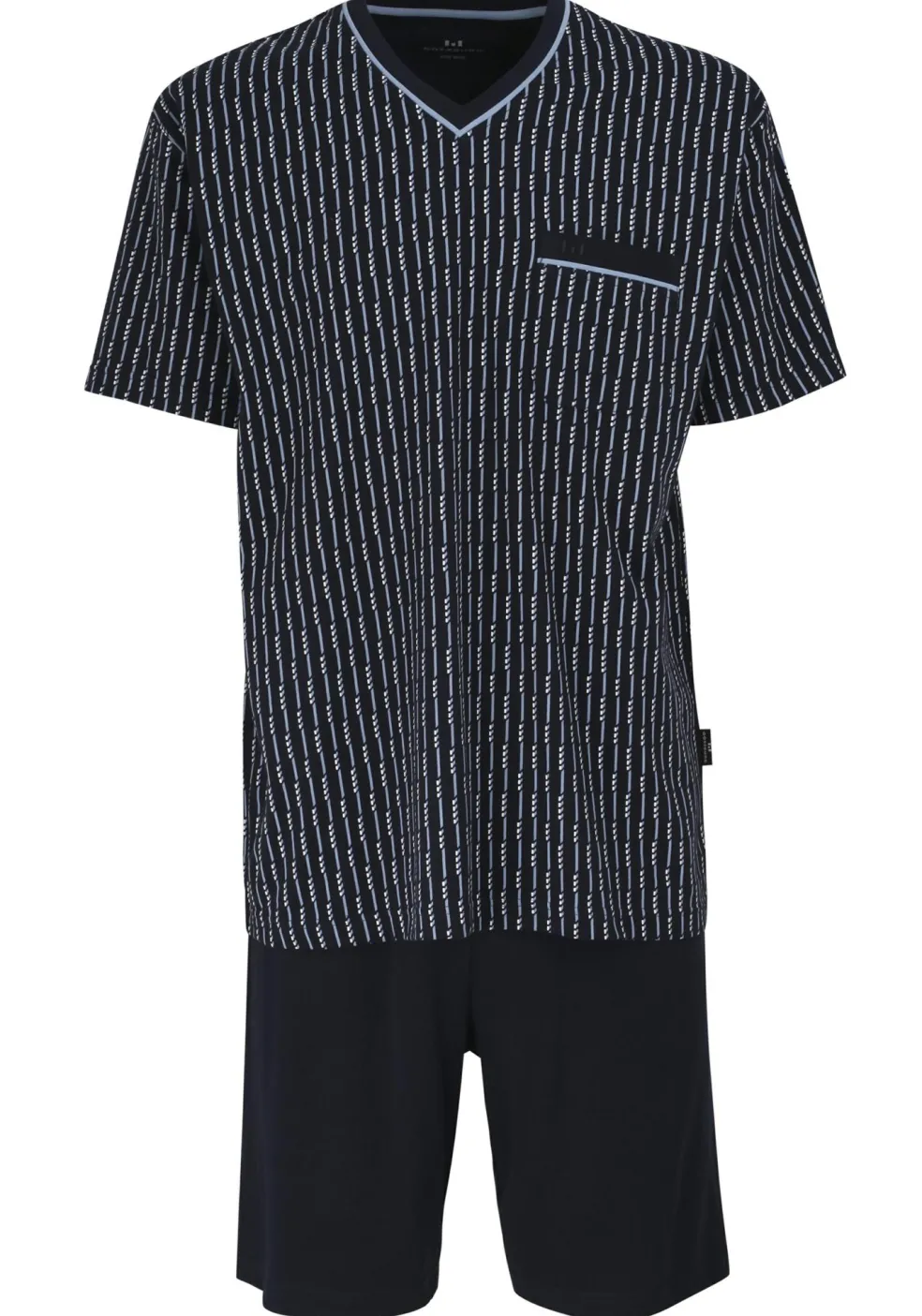 Gotzburg heren shortama, blauw met lichtblauw en wit dessin