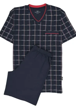 Gotzburg heren shortama, blauw met rood en wit geruit