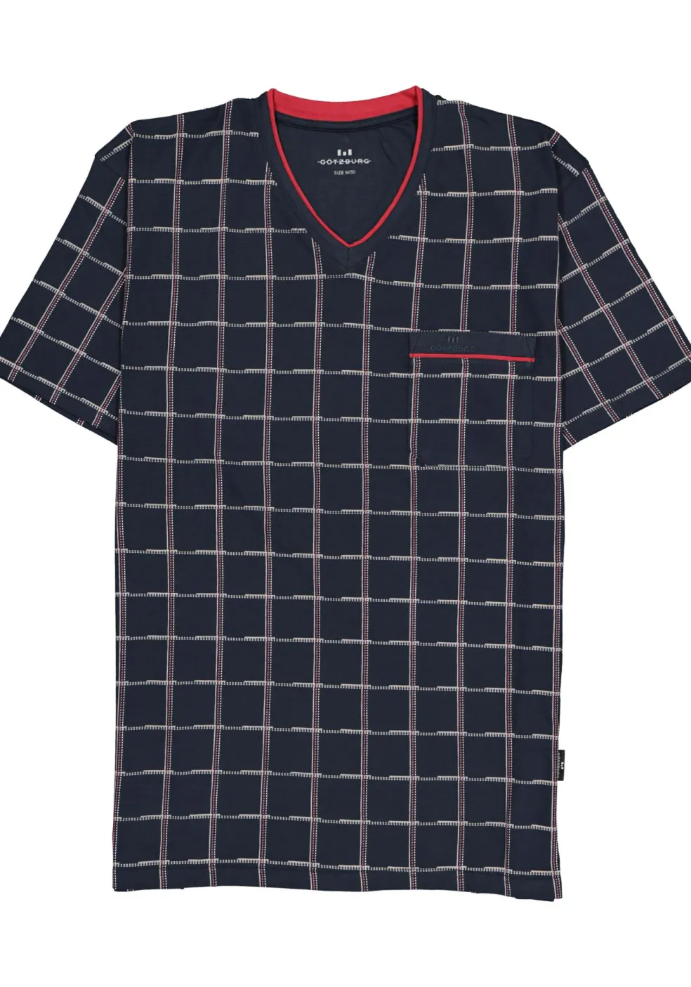 Gotzburg heren shortama, blauw met rood en wit geruit