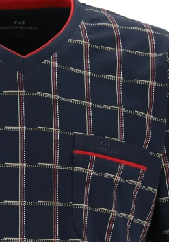 Gotzburg heren shortama, blauw met rood en wit geruit