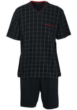 Gotzburg heren shortama, blauw met rood en wit geruit