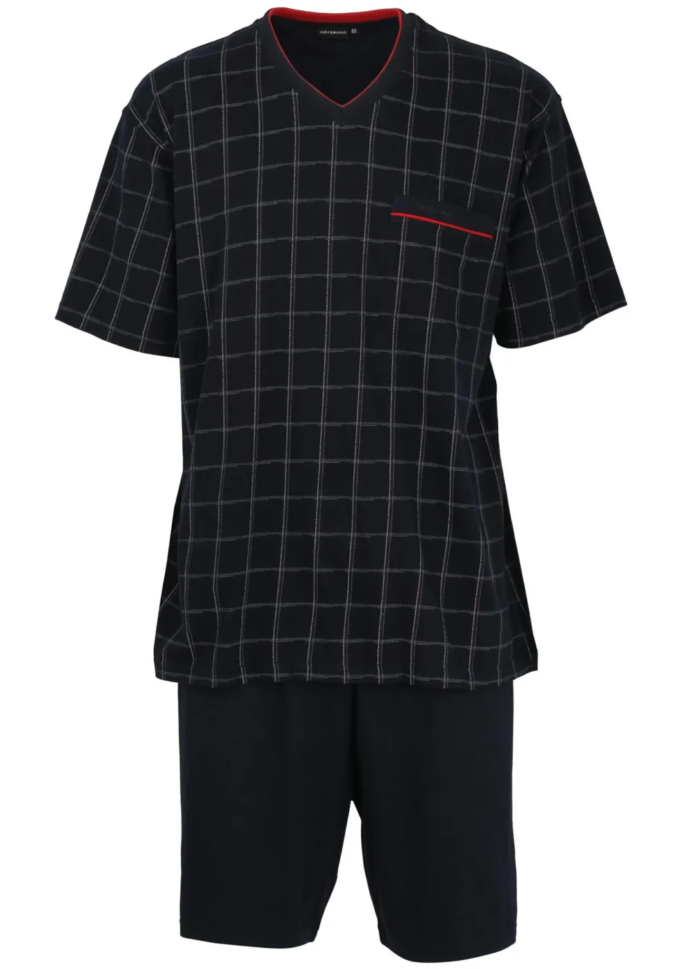Gotzburg heren shortama, blauw met rood en wit geruit