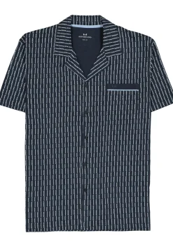 Gotzburg heren shortama met knoopjes, blauw met lichtblauw en wit dessin