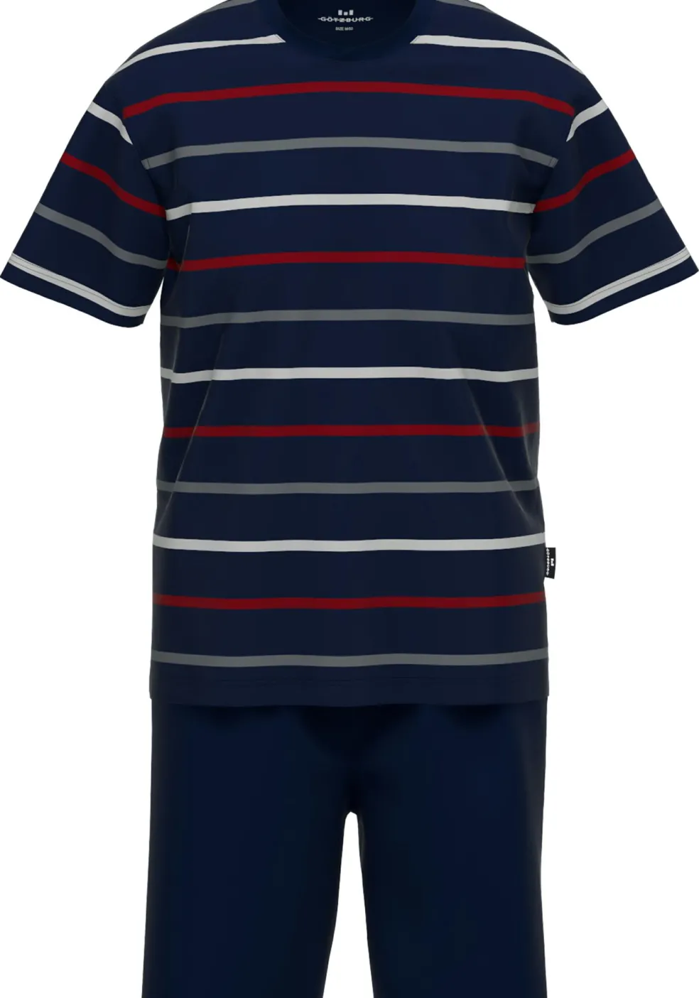 Gotzburg heren shortama O-hals, donkerblauw gestreept