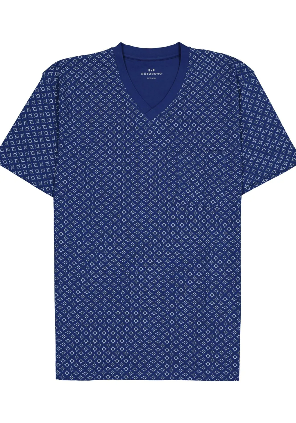 Gotzburg heren shortama V-hals, donkerblauw dessin