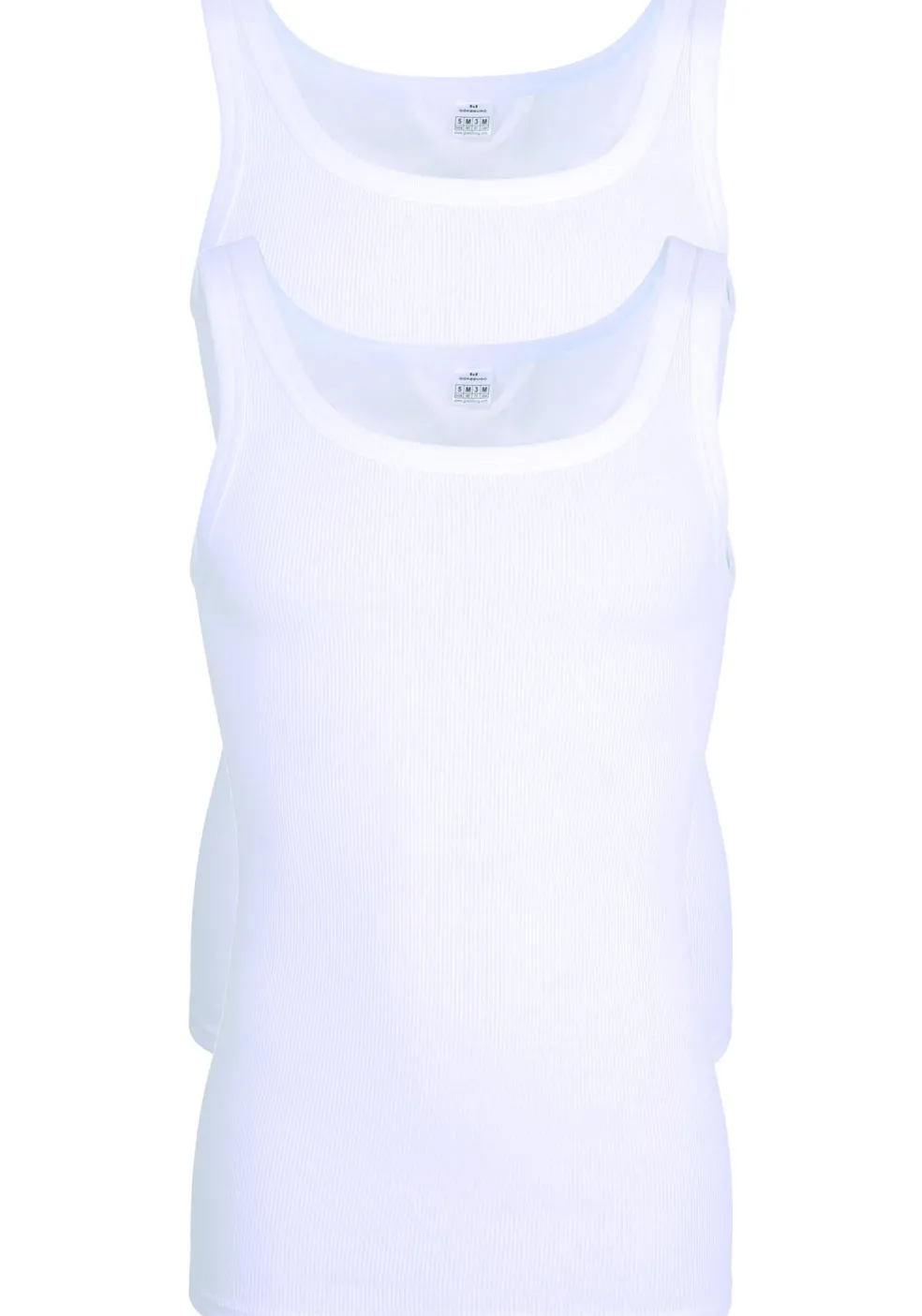 Gotzburg heren singlets regular fit (2-pack), doppelripp heren onderhemden, wit