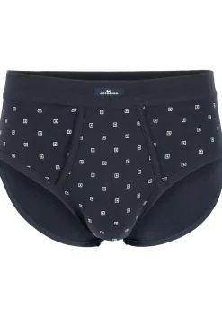 Gotzburg heren slips (2-pack), heren slips in Feinripp met gulp, donkerblauw dessin