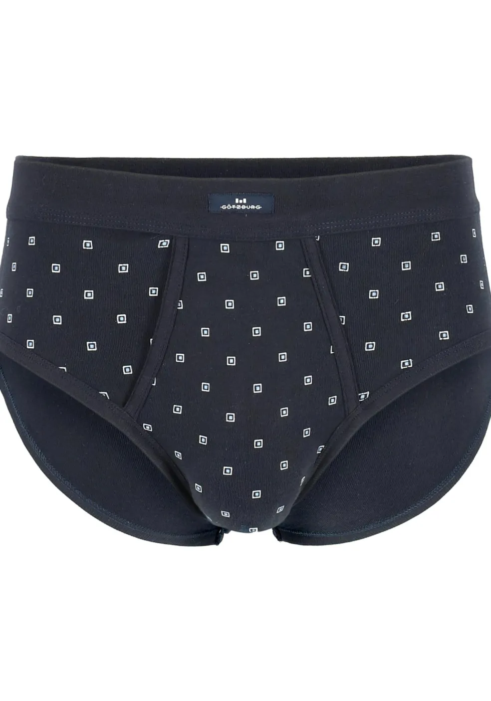 Gotzburg heren slips (2-pack), heren slips in Feinripp met gulp, donkerblauw dessin
