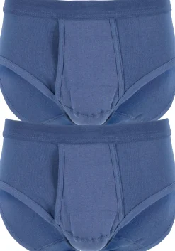 Gotzburg heren slips (2-pack), heren slips in Feinripp met gulp, donkerblauw