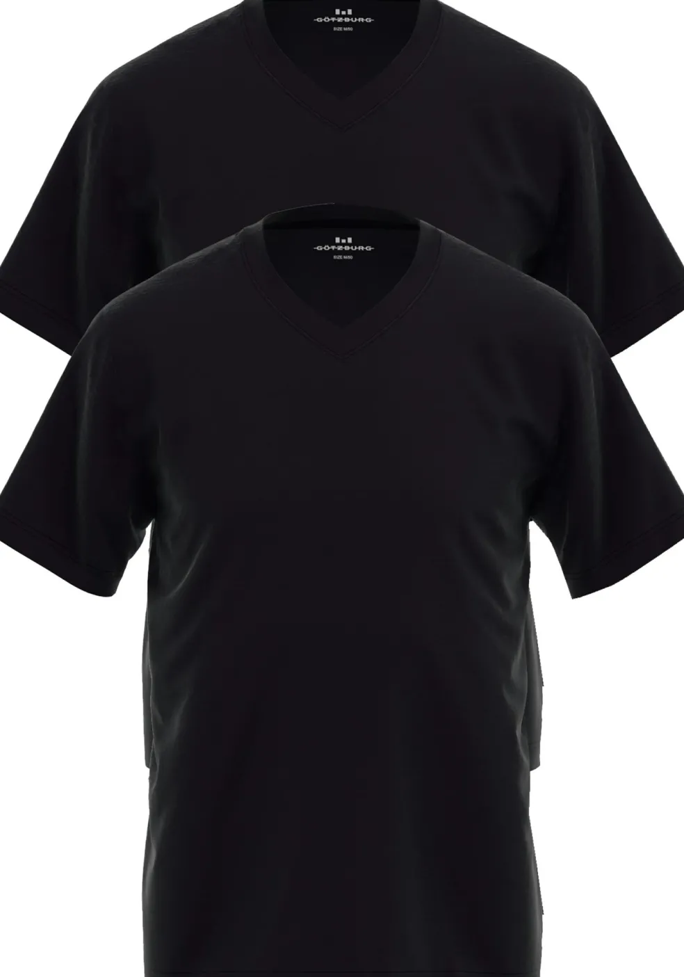Gotzburg heren T-shirts regular fit V-hals (2-pack), zwart