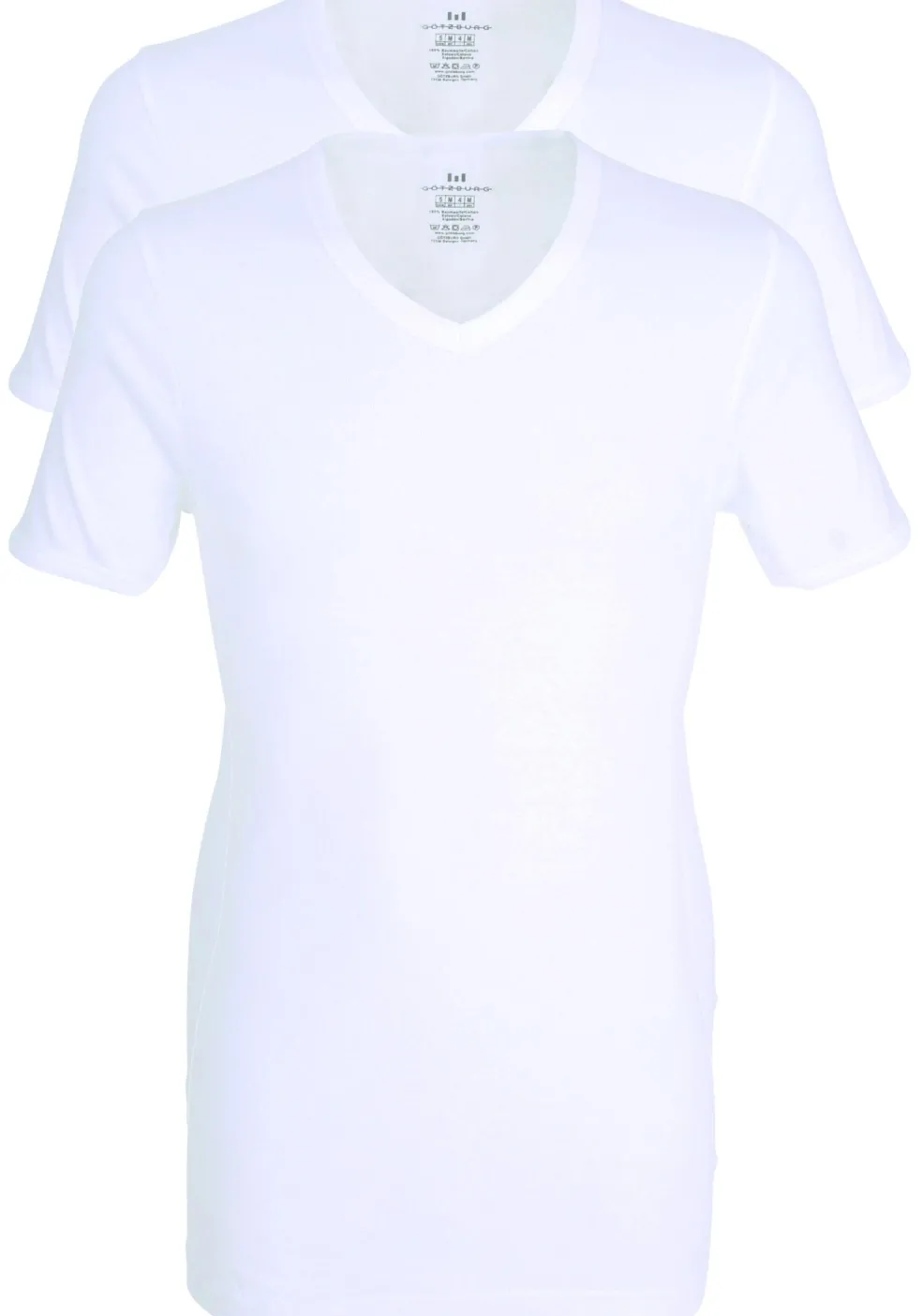 Gotzburg heren T-shirts slim fit V-hals (2-pack) fine rib, wit