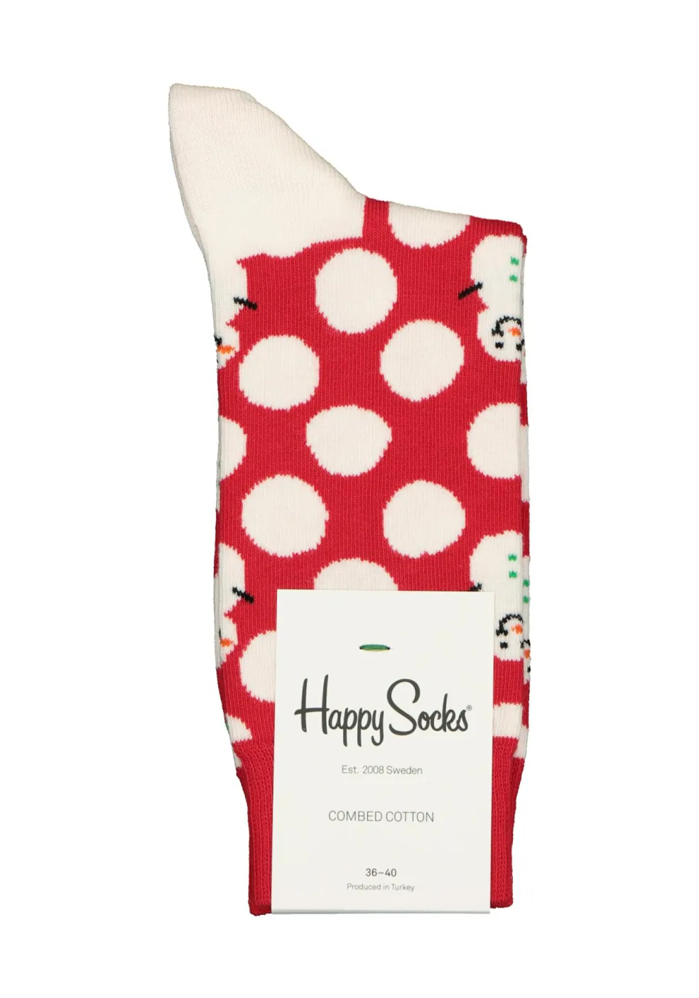 Happy Socks Big Dot Snowman Sock, rood