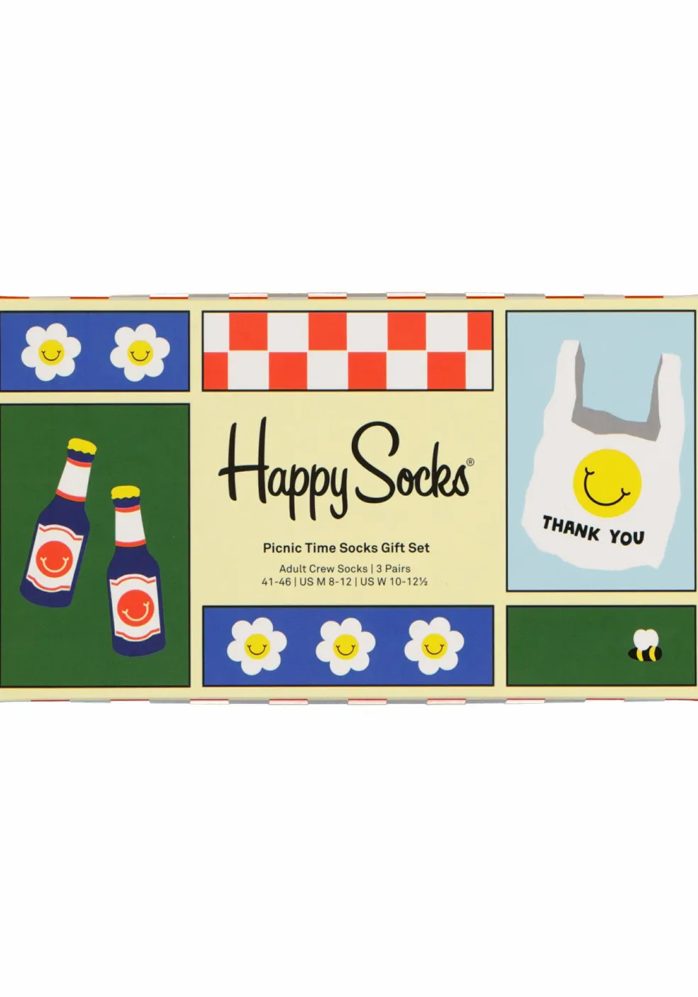 Happy Socks Picnic Time Socks Gift Set (3-pack), unisex sokken in cadeauverpakking