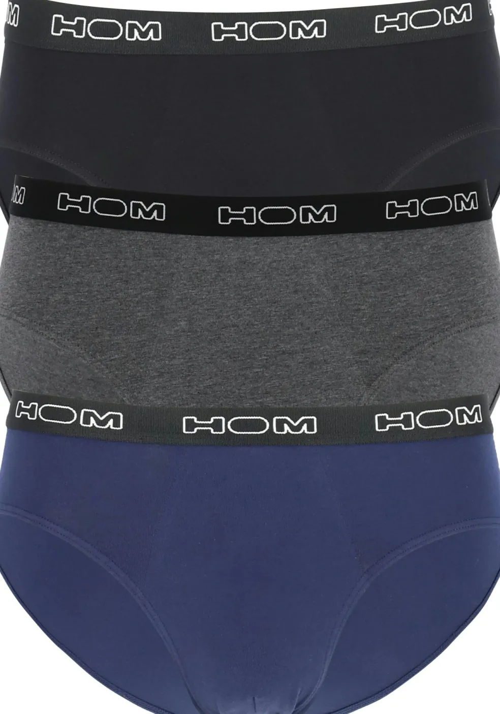 HOM Boxerlines #2 mini briefs (3-pack), heren mini slips, zwart, blauw, grijs