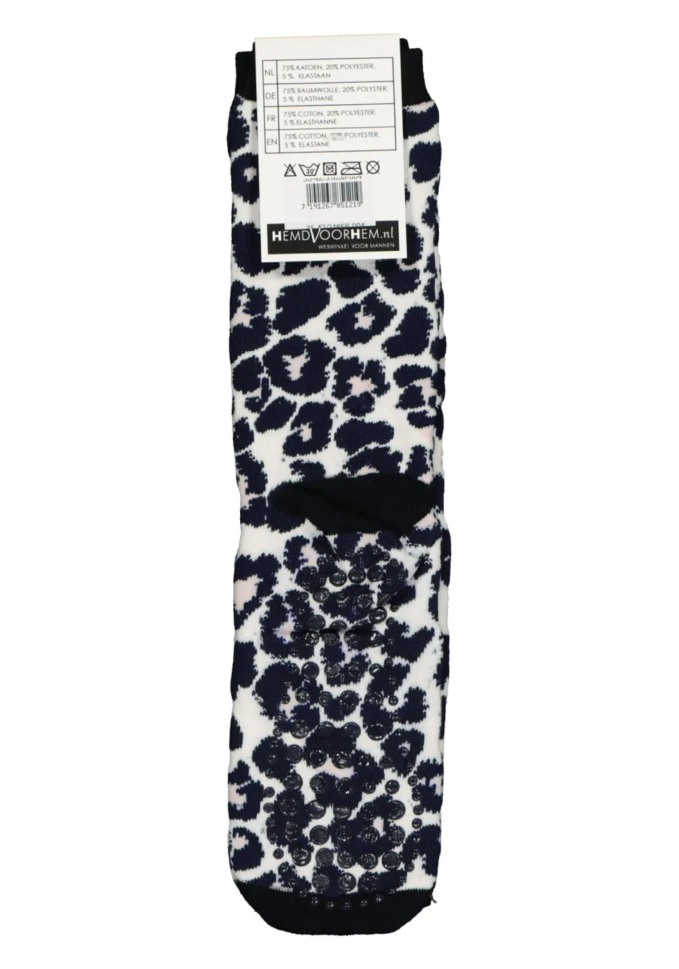 Homepads damessokken huissokken met anti-slip, panter roze met blauw