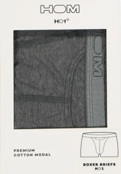HOM HO1 boxer briefs (1-pack), heren boxer kort met horizontale gulp, antraciet