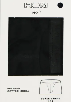 HOM HO1 boxer briefs (1-pack), heren boxer kort met horizontale gulp, zwart