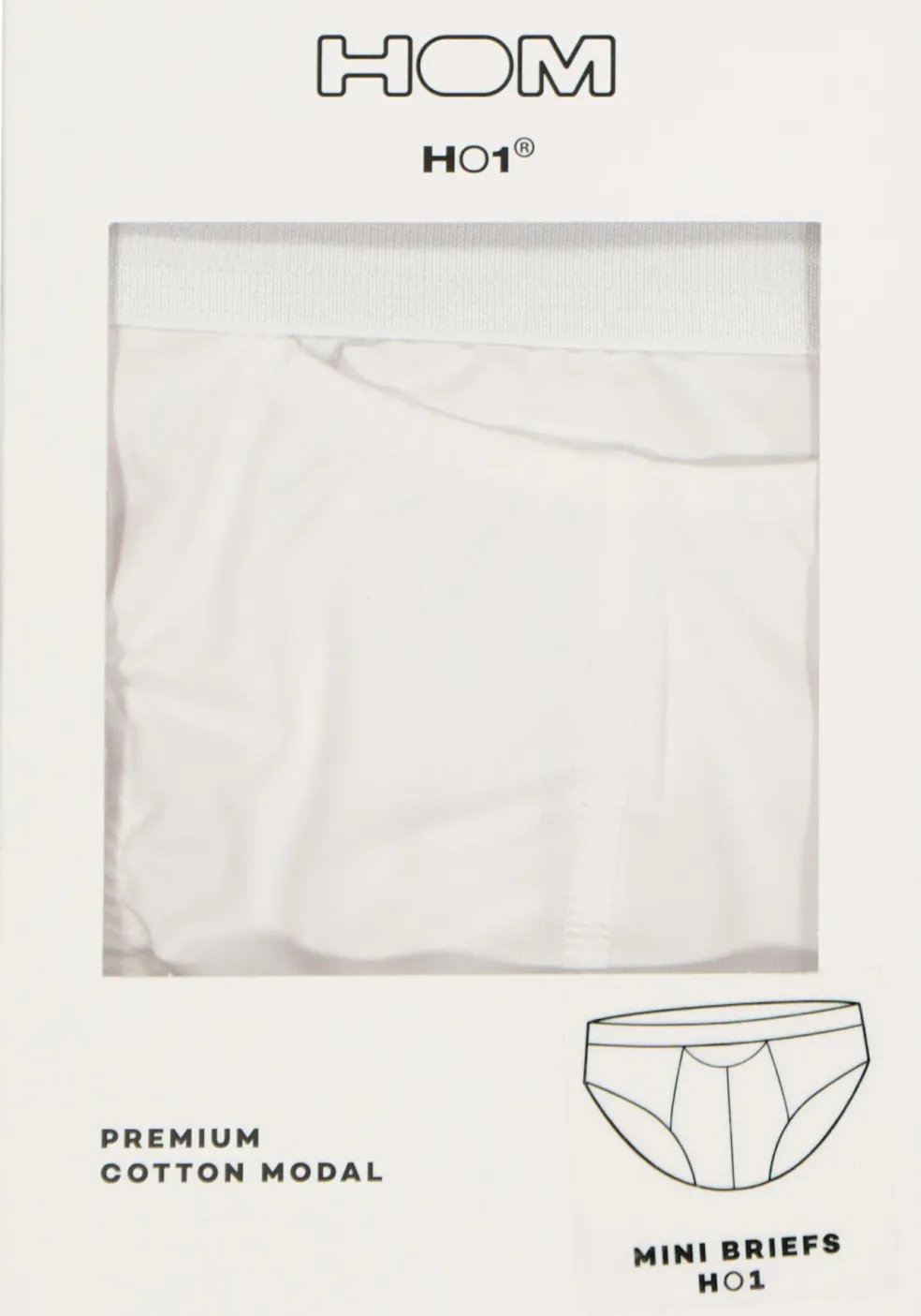 HOM HO1 mini briefs slip (1-pack), herenslip met horizontale gulp, wit