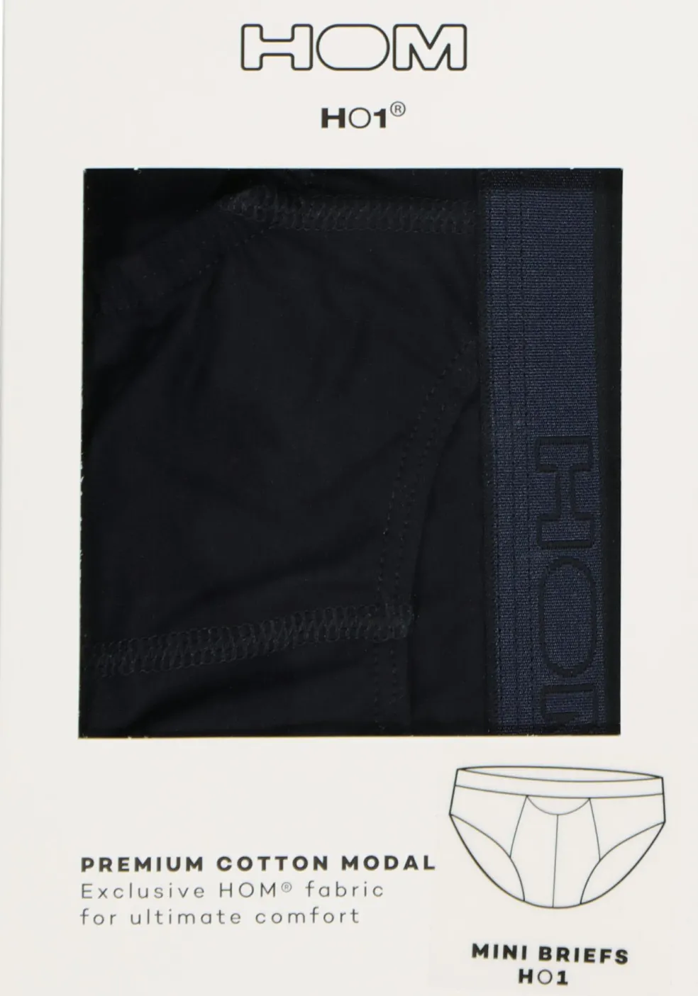 HOM HO1 mini briefs slip (1-pack), herenslip met horizontale gulp, navy blauw