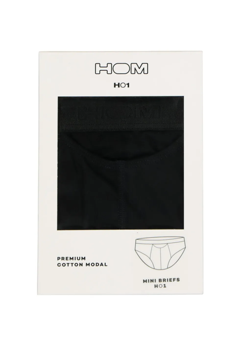 HOM HO1 mini briefs slip (1-pack), herenslip met horizontale gulp, zwart