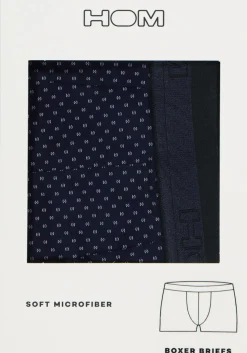 HOM Max boxer briefs (1-pack), heren boxer microfiber kort, donkerblauw dessin