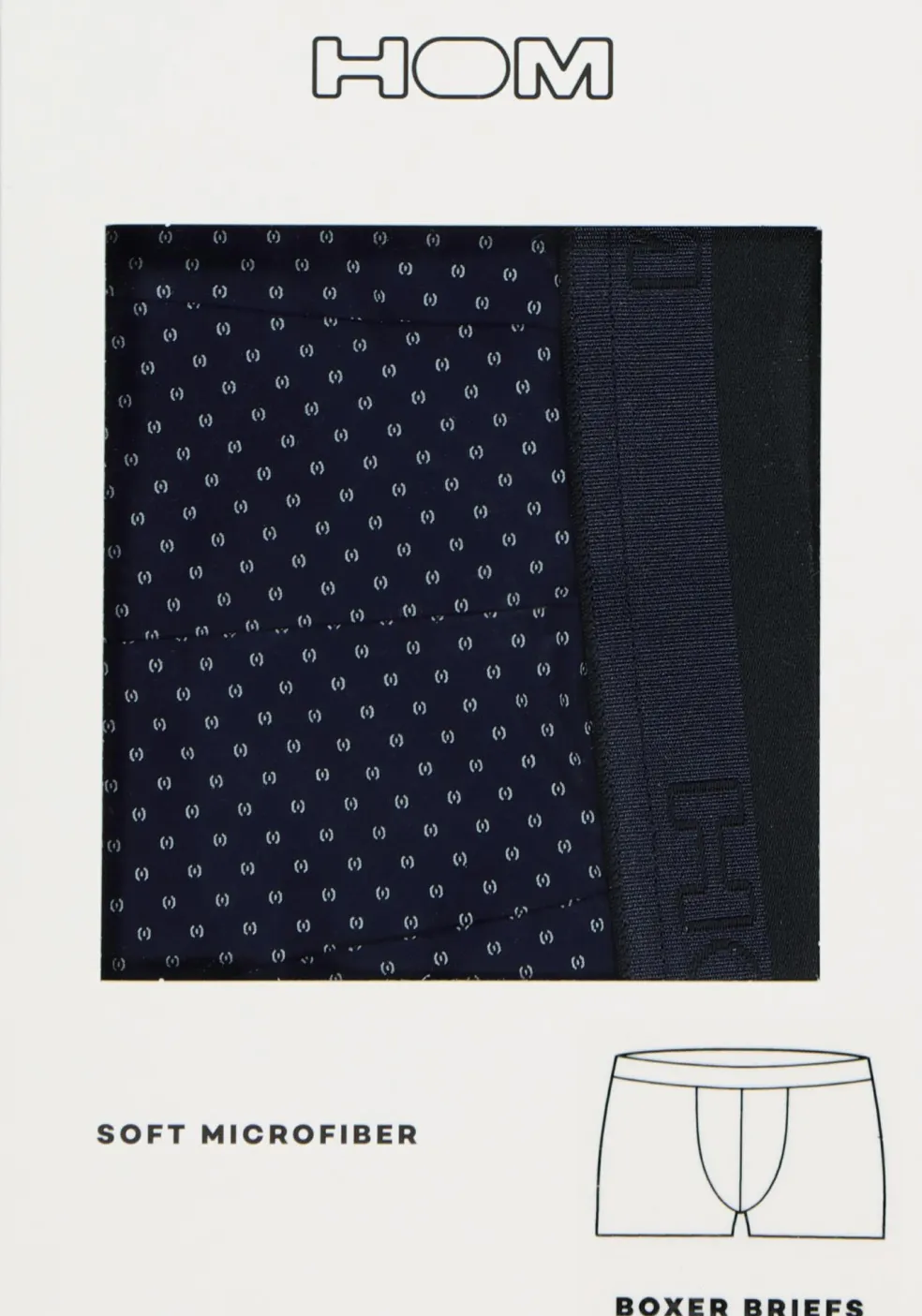 HOM Max boxer briefs (1-pack), heren boxer microfiber kort, donkerblauw dessin
