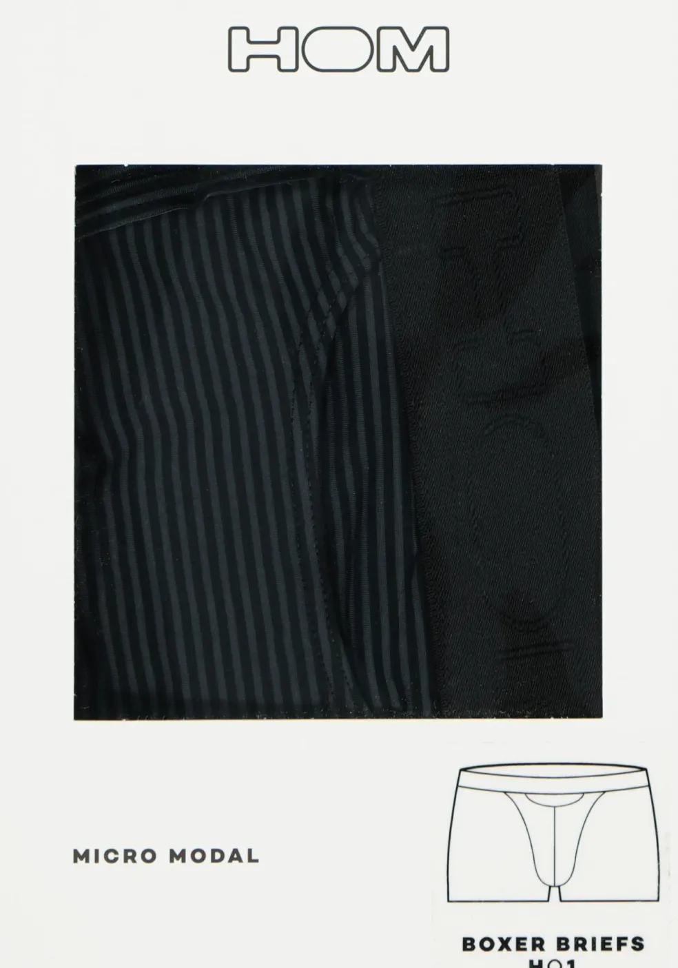 HOM Simon boxer briefs HO1 (1-pack), heren boxer met horizontale gulp, zwart gestreept