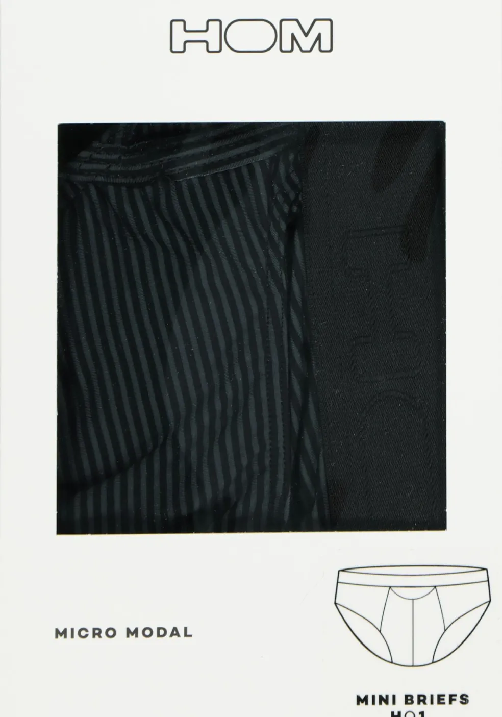 HOM Simon mini briefs HO1 (1-pack), herenslip met horizontale gulp, zwart gestreept