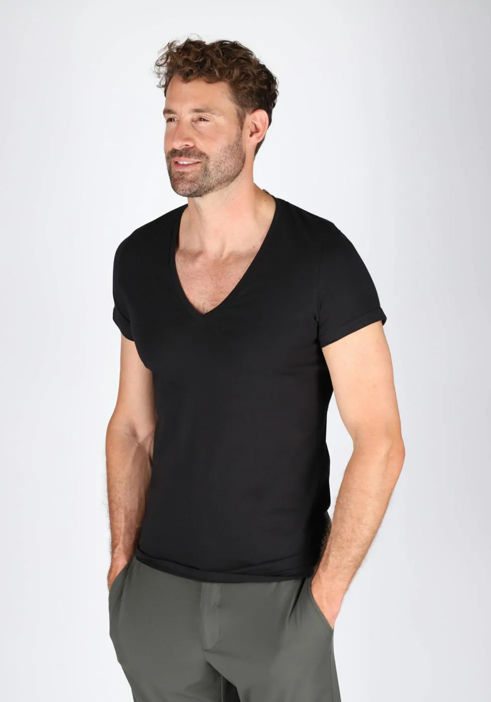 HOM Supreme Cotton tee-shirt (1-pack), heren T-shirt V-hals, zwart