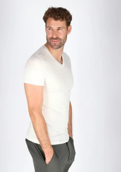 HOM Tencel soft tee-shirt v neck (1-pack), heren T-shirt V-hals, wit