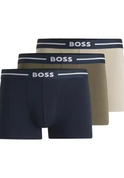 HUGO BOSS Bold trunks (3-pack), heren boxers kort, olijfgroen, beige, blauw