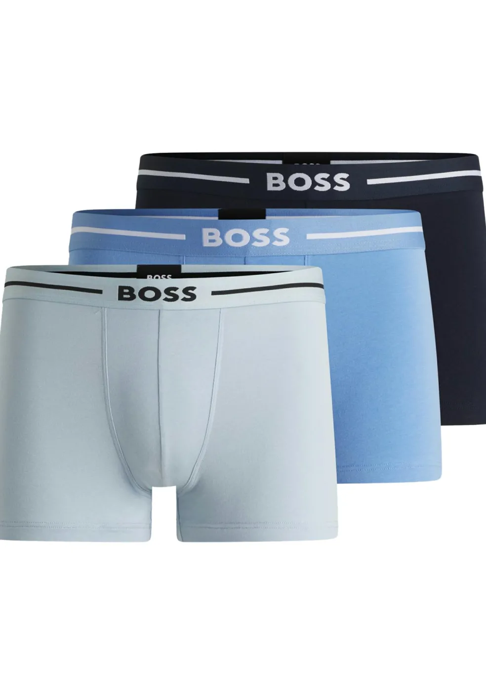 HUGO BOSS Bold trunks (3-pack), heren boxers kort, drie tinten blauw