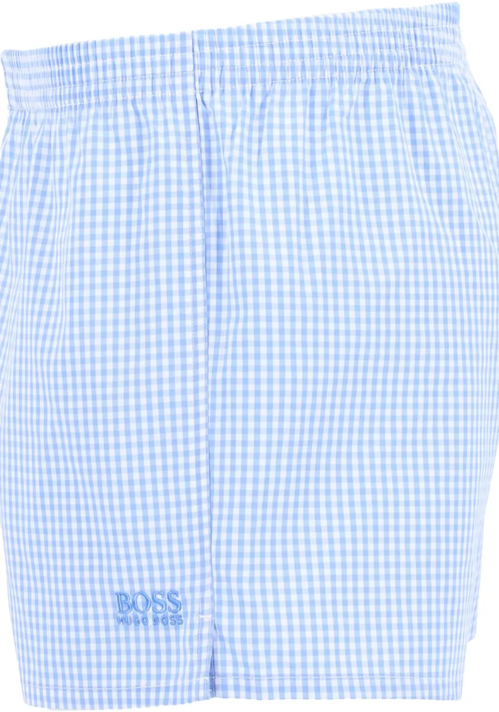 HUGO BOSS boxershorts woven (2-pack), heren boxers wijd model, lichtblauw geruit en gestreept