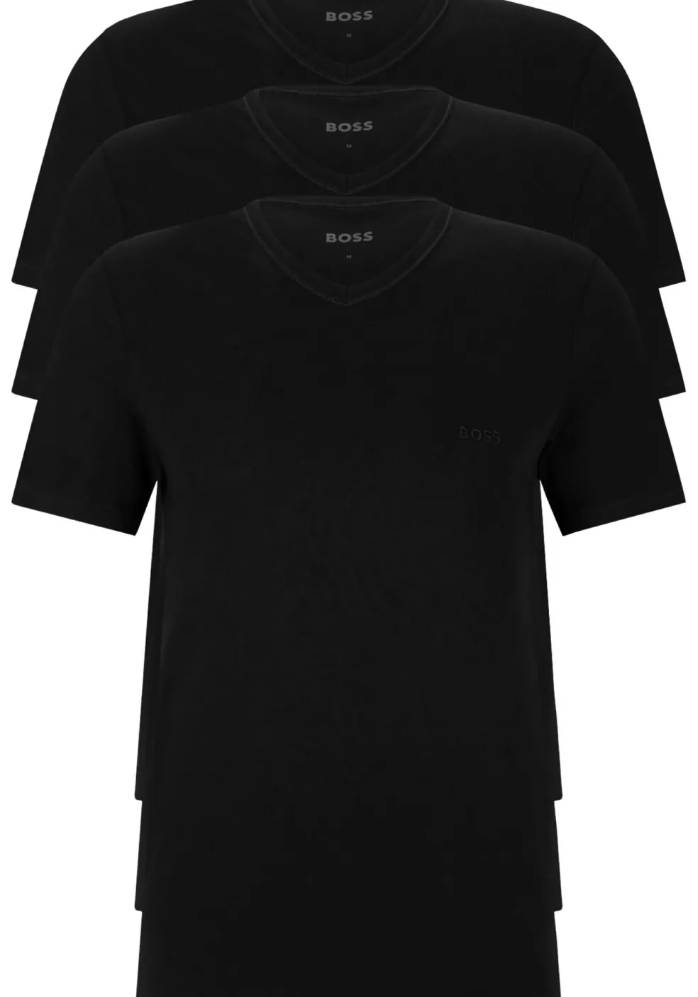 HUGO BOSS Classic T-shirts regular fit (3-pack), heren T-shirts V-hals, zwart