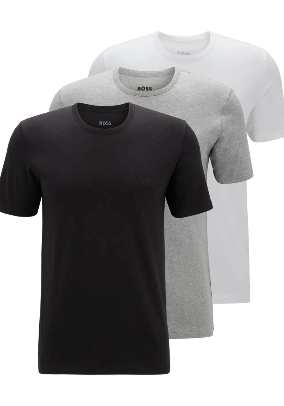 HUGO BOSS Classic T-shirts regular fit (3-pack), heren T-shirts O-hals, zwart, grijs, wit